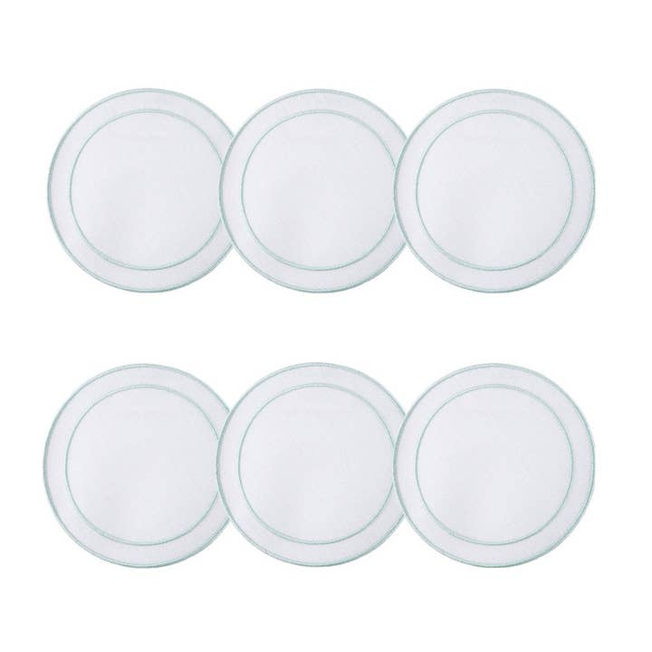 Linho Simples Base Redonda Branco / Azul Gelo - Conjunto de 6 em Caixa por atacado de Skyros Designs