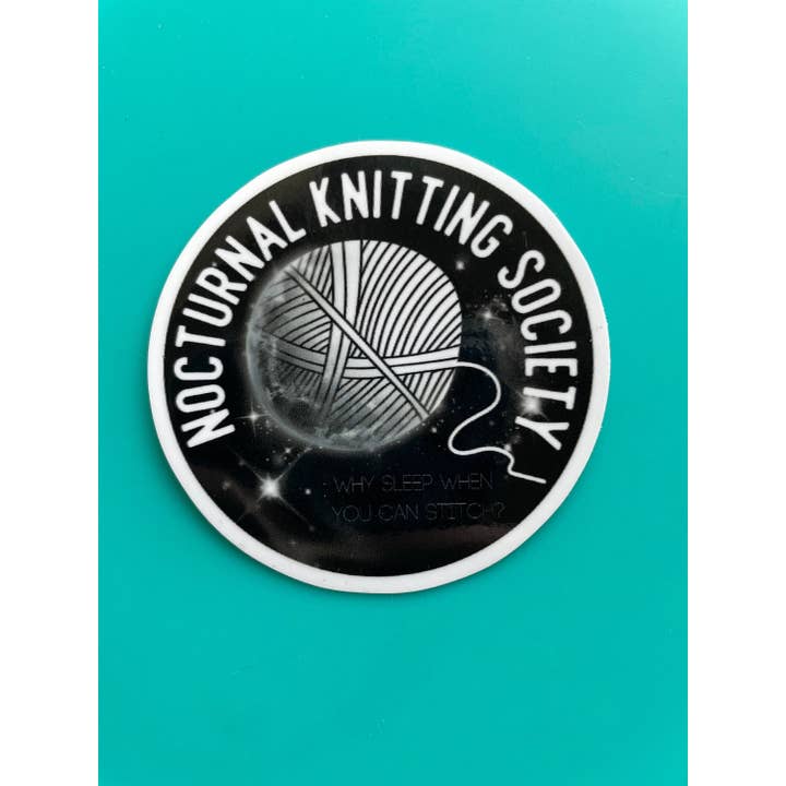 Comma Craft Co - Wholesale Sticker - Vinyl Sticker - Nocturnal Knitting Society Moon Late Night