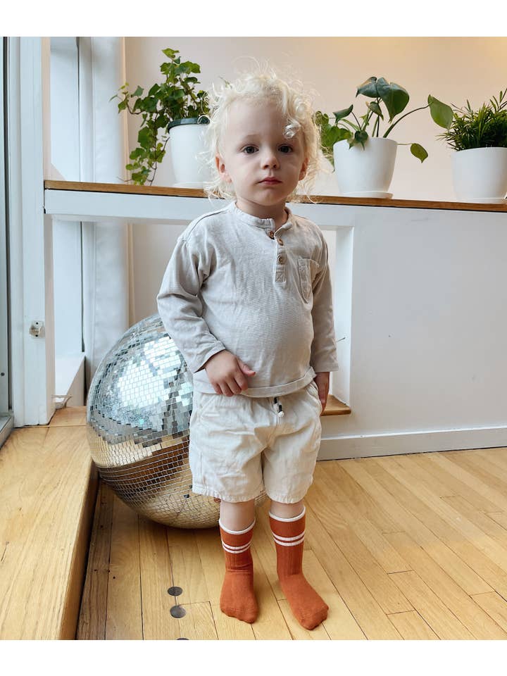 This Little Piggie Co. – wholesale Socks – Child – Striped Sock Burnt Orange2