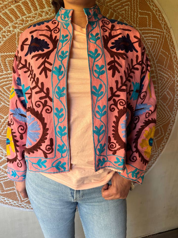 ToutVintage - Vente Veste – femme - Veste brodée TNT Vieux rose