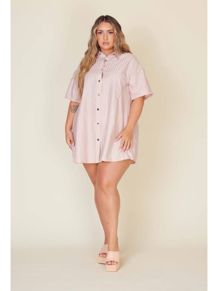 Fashion Space - Wholesale Dress - Women's - Plus Size Women Stripe Short Dress6