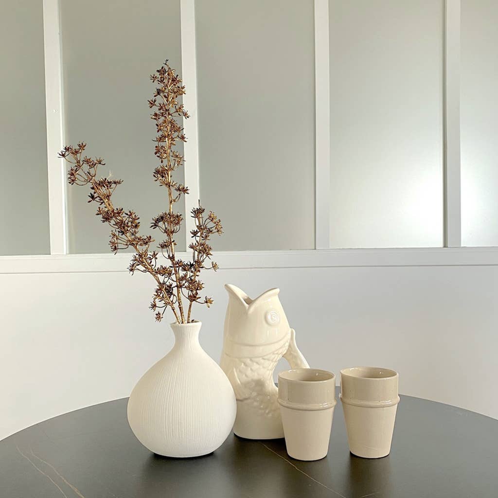 Esbranquiçado Jarro de vaso peixe gm branco quebrado L16,5 P11 H25,3cm para venda a revendedores na Faire1