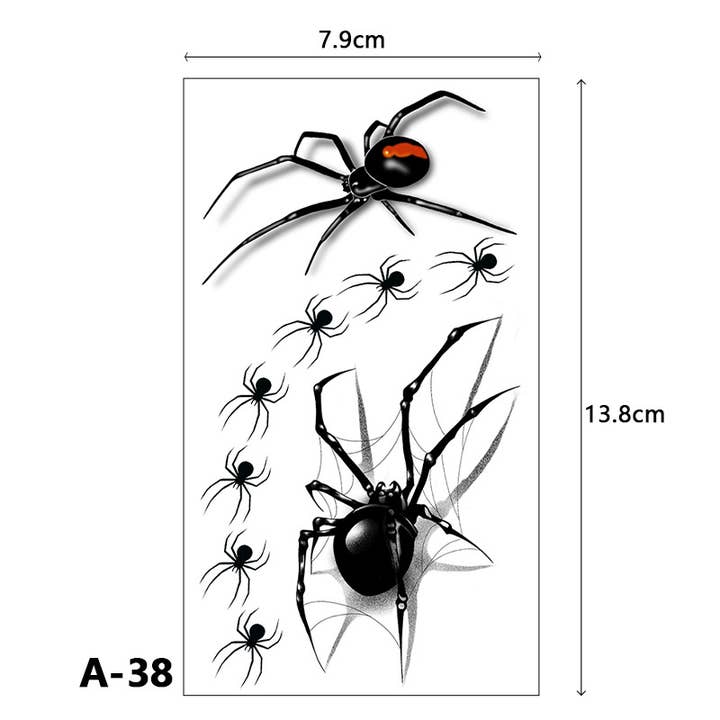 Tourtiwi - Wholesale Temporary tattoo - Halloween tattoo stickers black dark series bat spider web37