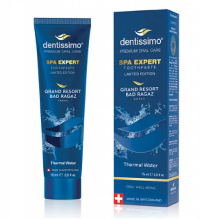 DENTISSIMO ZAHNPASTA SPA-EXPERTE MIT THERMALWASSER für den Großhandel von SwissHerbs Pharma GmbH