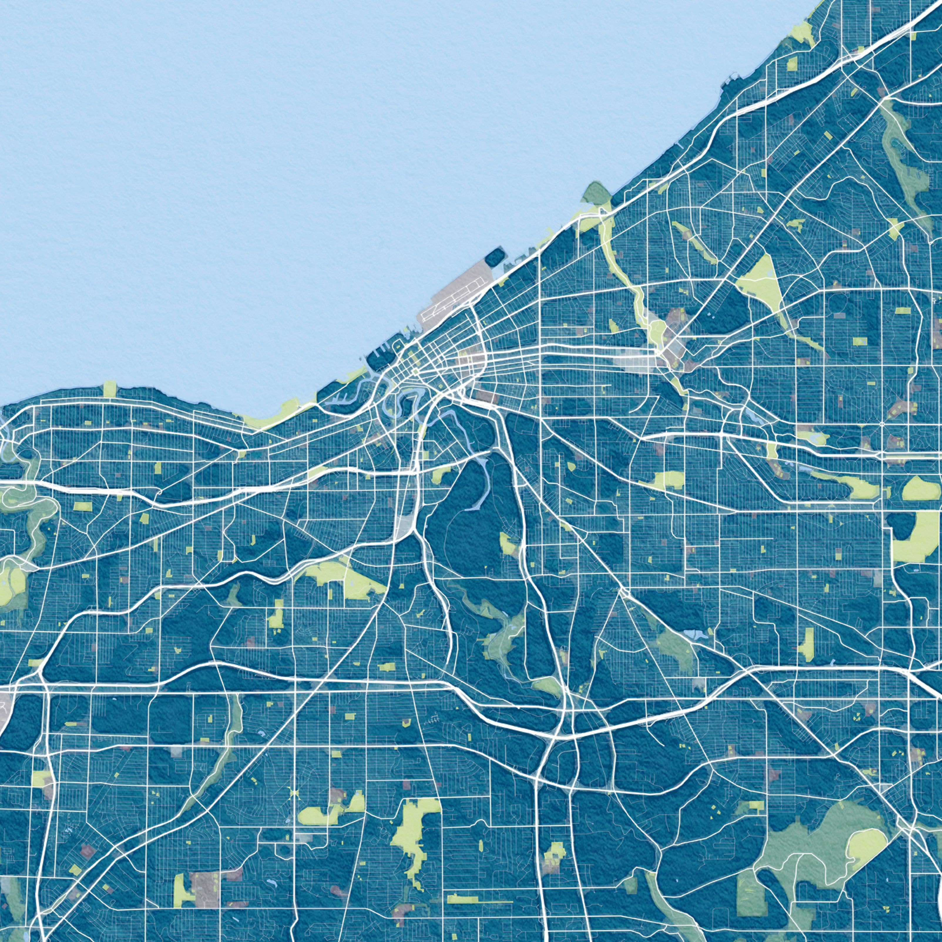 Sparks House Co. - Wholesale Art Print - Cleveland Ohio Map - Watercolor City Map Wall Art - Custom1