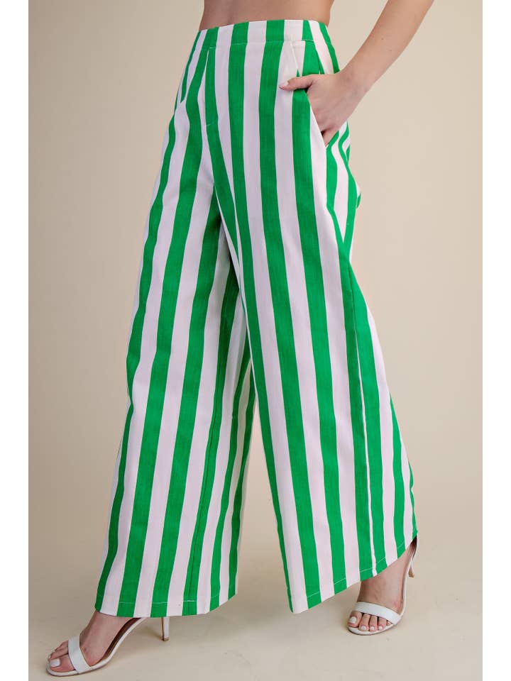Glam - Wholesale Pants - Women's - Mid-Rise Wide Leg Stripe Pants7