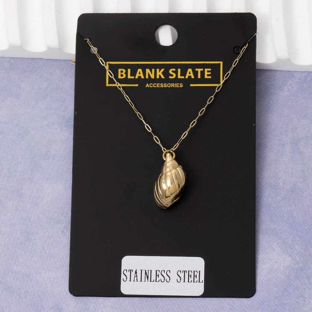 G Collana con pendente a forma di conchiglia cono in acciaio inossidabile in vendita all'ingrosso su Faire1