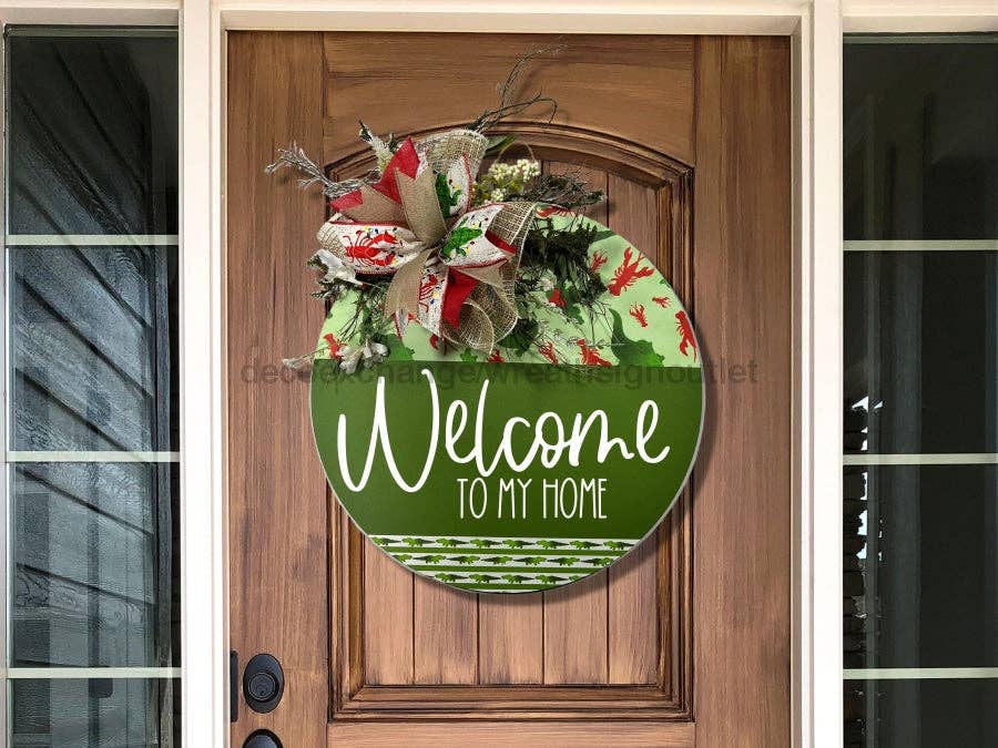 DecoExchange - Wholesale  - Wreath Sign, Cajun Christmas Sign, Welcome To My Home, Welcome Gift, DECOE-2637, Sign For Wreath, Round Sign, DecoExchange0