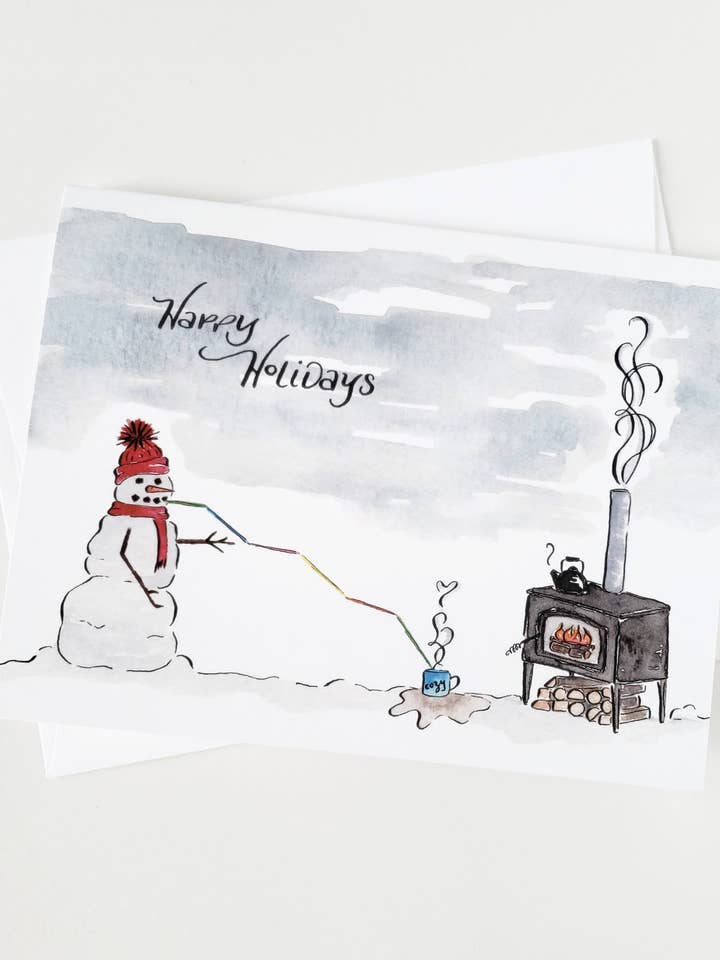 Snemand Sipping Hot Chokolade Card for engroshandel hos The Painted Pen