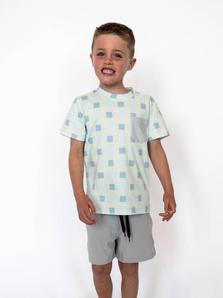 Boy's Checkered Active Tee for wholesale by Teigan & Co