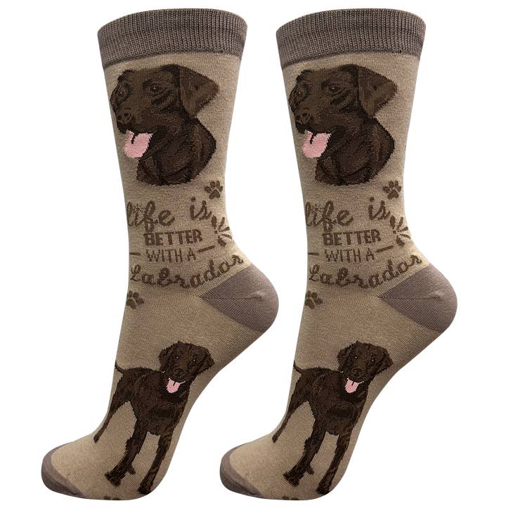 E&S Pets - Wholesale Socks - Unisex - Chocolate Labrador Dog Socks - Fun Novelty Socks - Unisex