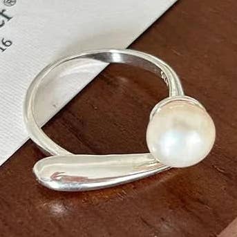Adjustable Cross-design freshwater pearl ring for wholesale by Angel Barocco