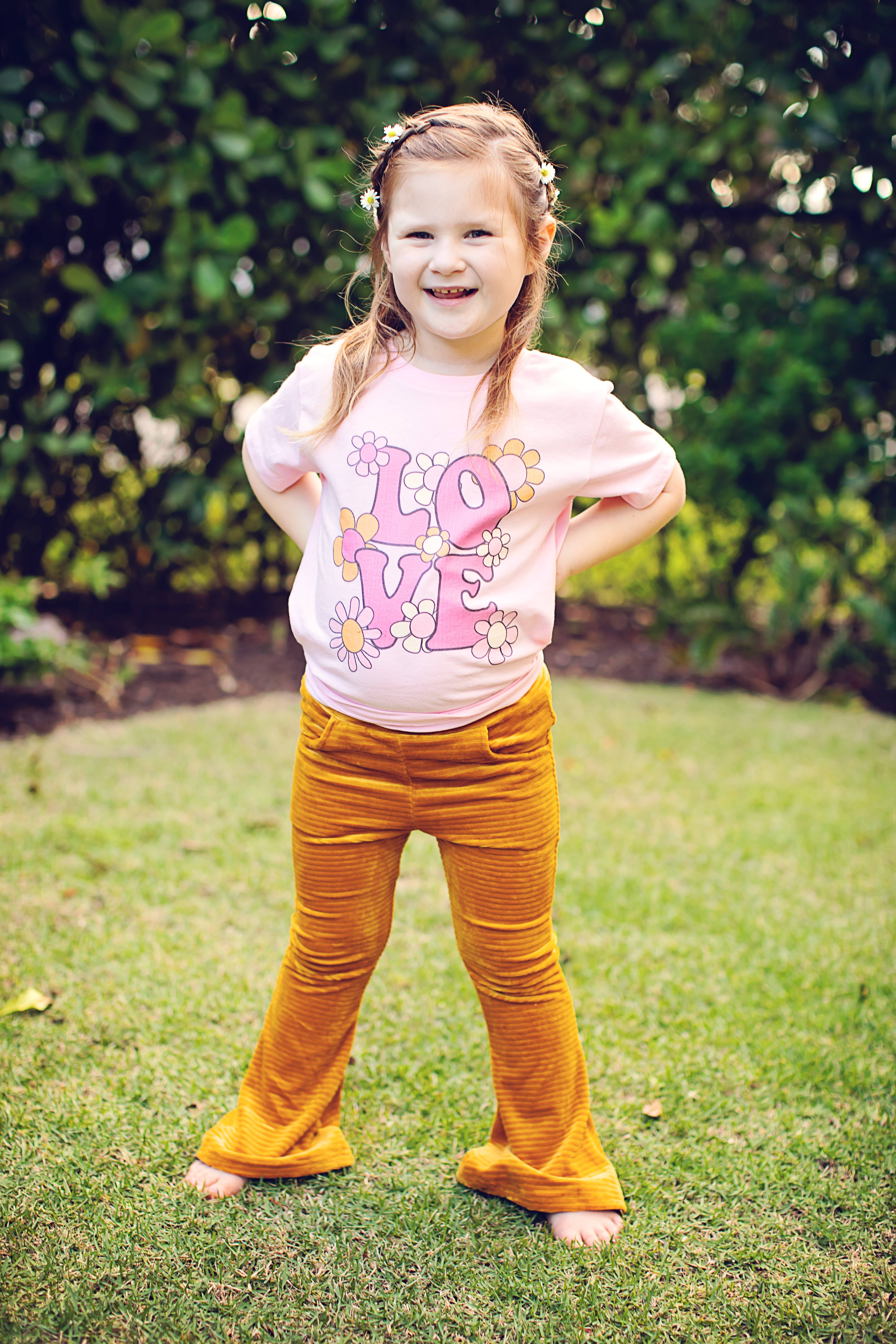 Strawberry Jam Kids - Vente Pantalon – enfant - Vêtements rétro en velours côtelé marron évasé pour filles5