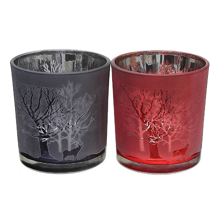Portavelas de cristal Amber Trees Asstd para venta al por mayor de IH Casa Decor