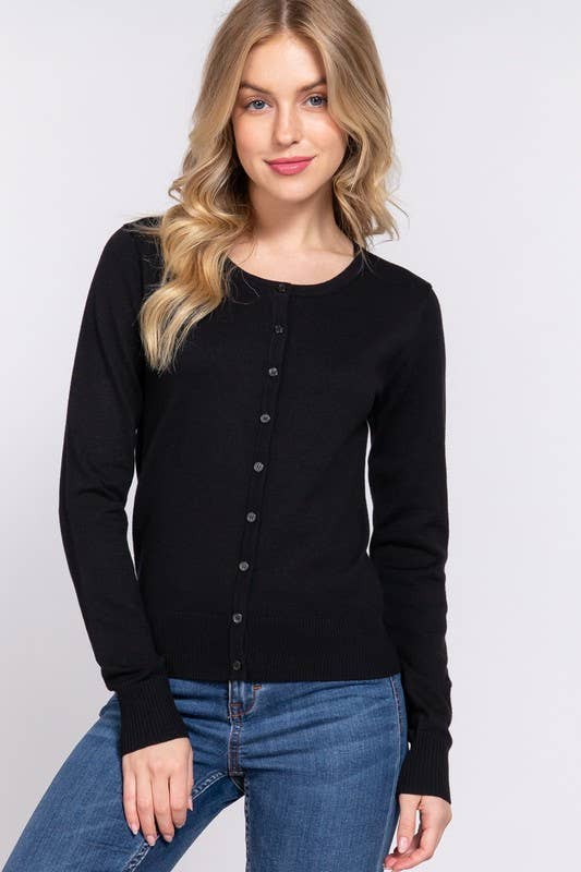 Vanilla Monkey - Wholesale Cardigan - Dames - Trui met lange mouwen en ronde hals en knoopsluiting0