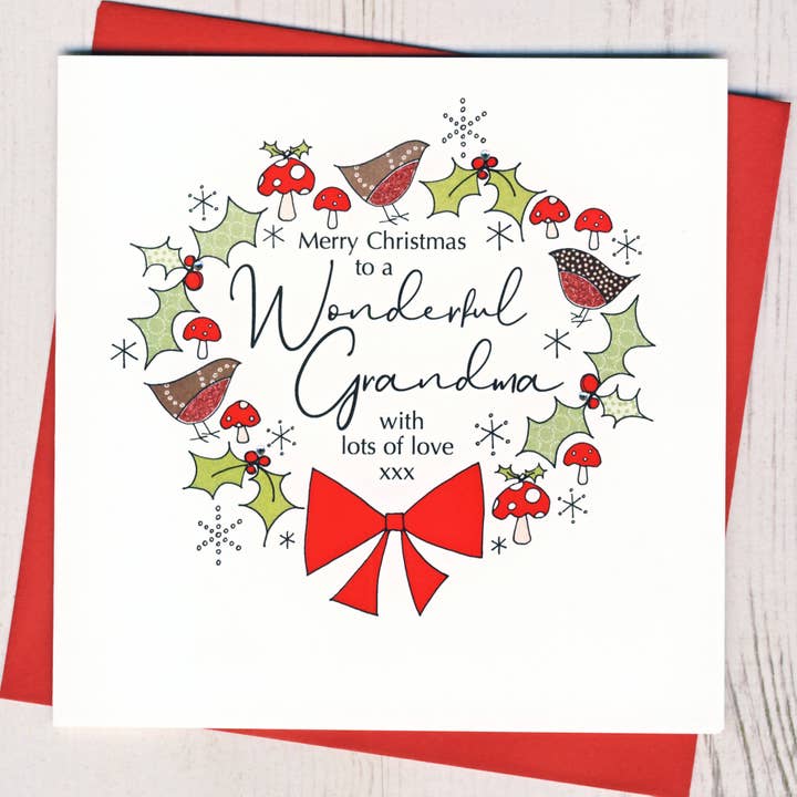 Merry Christmas To A Wonderful Grandma Card for wholesale by Eggbert & Daisy