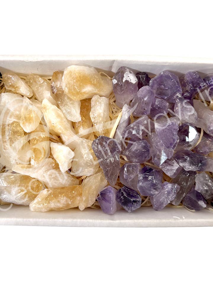 (CLOSE OUT) ROUGH - AMETHYST & CITRINE HALF AND HALF 1-2 for wholesale by Oceanic Linkways Inc
