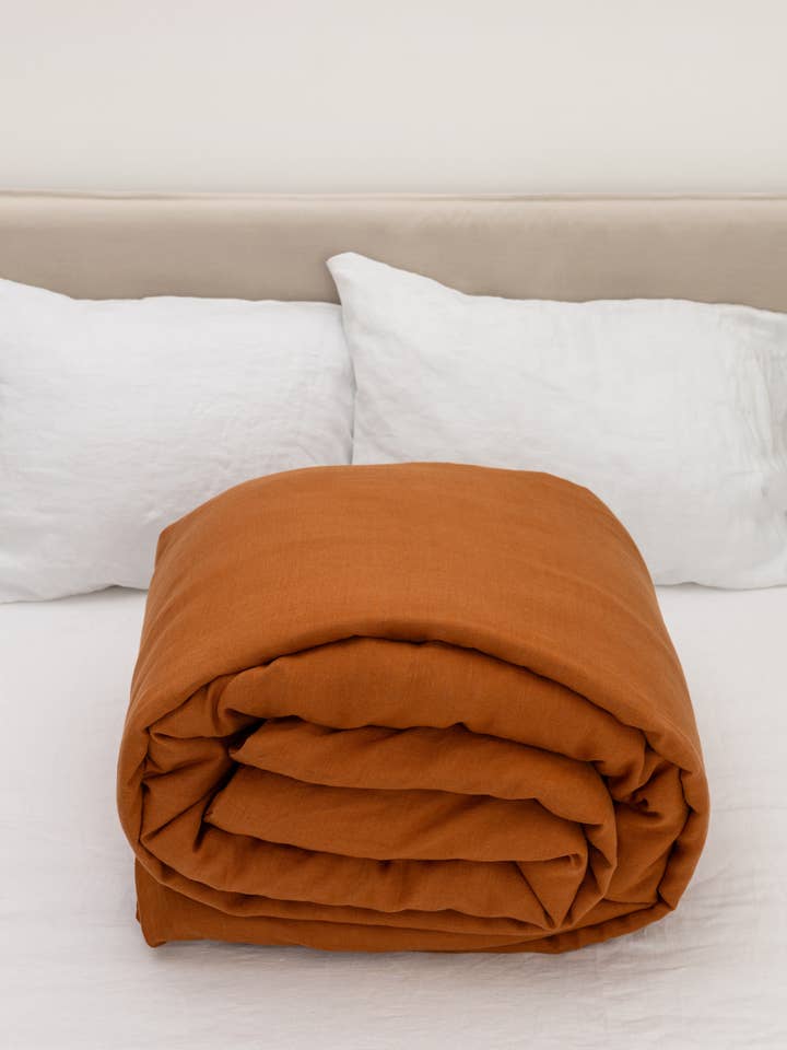 Cinnamon Washed Linen Duvet Cover for wholesale by Linen Spells