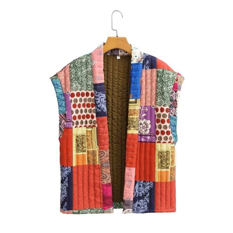 Sleeveless Floral Patchwork Quilted Vest for wholesale on Faire0