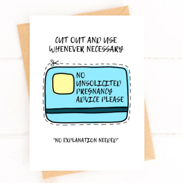 Five Dot Post - Wholesale Baby Card - No Unsolicited Pregnancy Advice Funny Pregnancy Card for Mom1