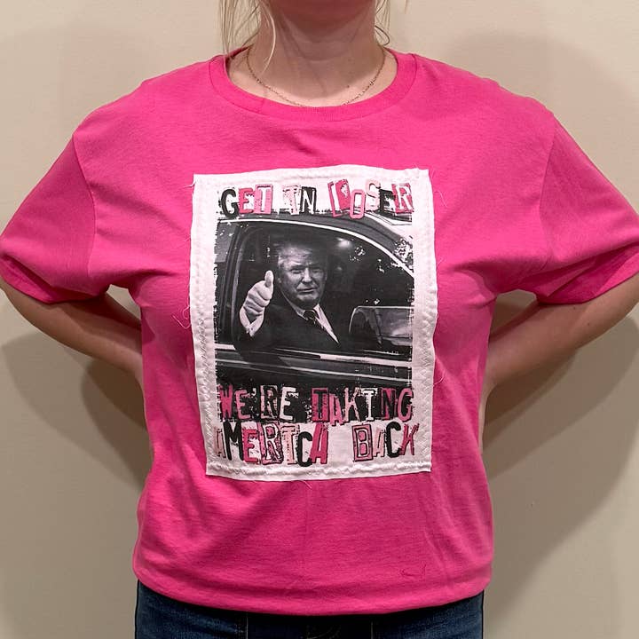 Bling-A-GoGo, LLC - Wholesale T-Shirt (Graphic) - Women's - Trump - Get in Loser white patch on Azalea Crew / MAGA0