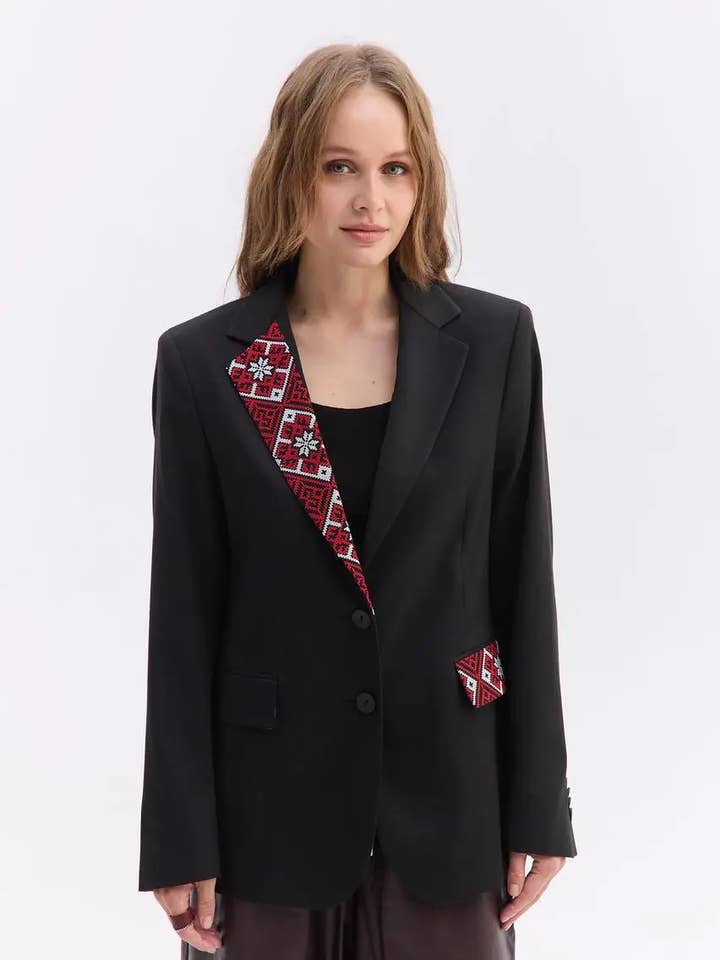 Women’s Embroidered Jacket Black Color for wholesale by Handmade Originals Ukraine