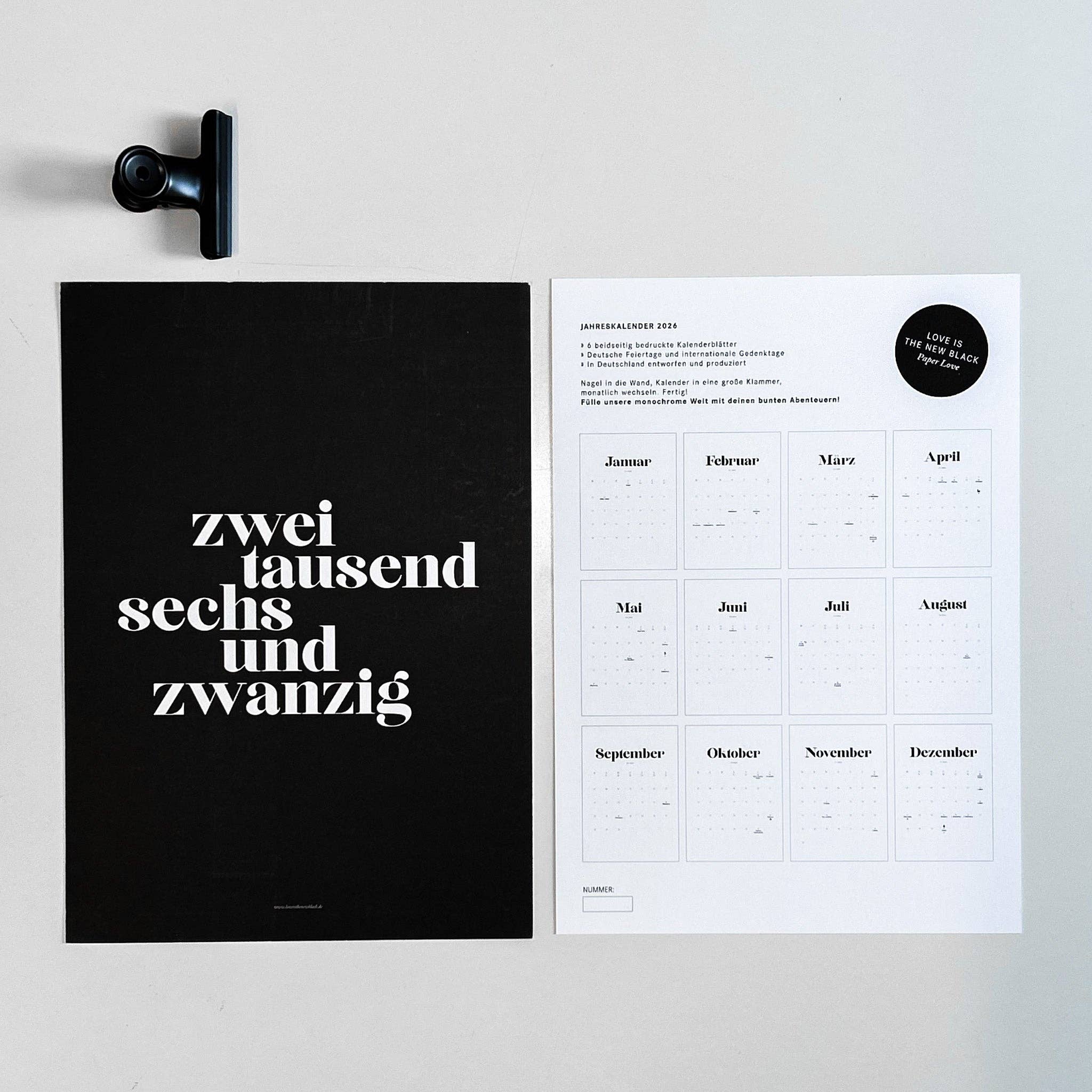 Love is the new black – Calendário por atacado – Calendário 20263