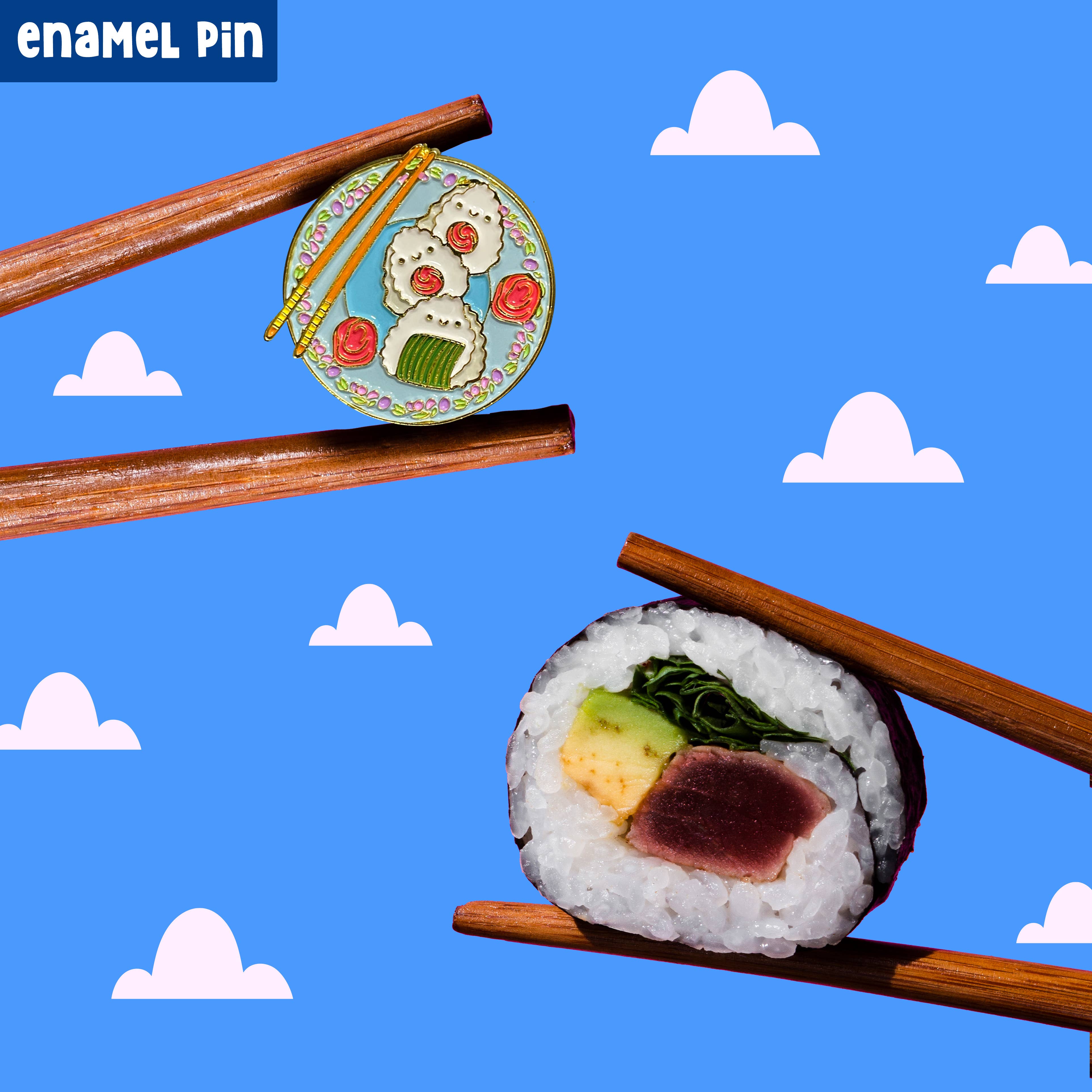 Neha Lee Designs - Wholesale Lapel Pin/Button - Kawaii onigiri sushi enamel pin1