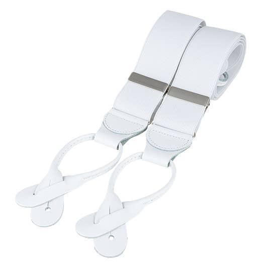 White Rolled Leather End Braces for wholesale by Dalaco - incorporating David Aster
