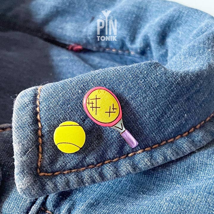 PinTonik - Wholesale Lapel Pin/Button - Tennis Lapel Pins - Neon Racket & Ball Pin Set6