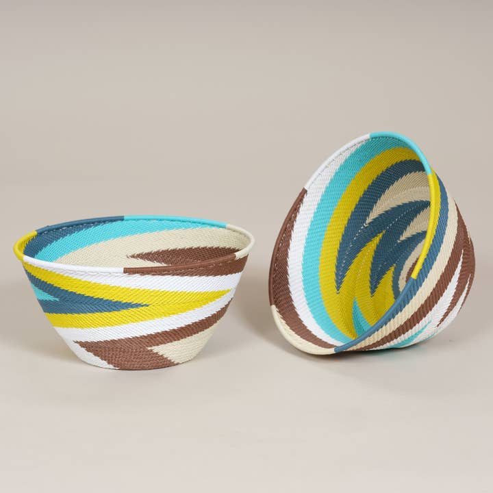 AS'ART a sense of crafts - Wholesale Decorative Plate/Dish/Bowl - Braided telephone wire bowl, Mix&Glow colors10