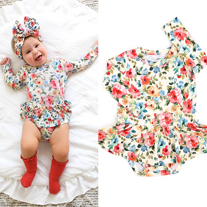 Gigi and Max – Bodysuit - Bebé por atacado – Nayeli TUTU Vestido de Bebé Floral de Bambu9