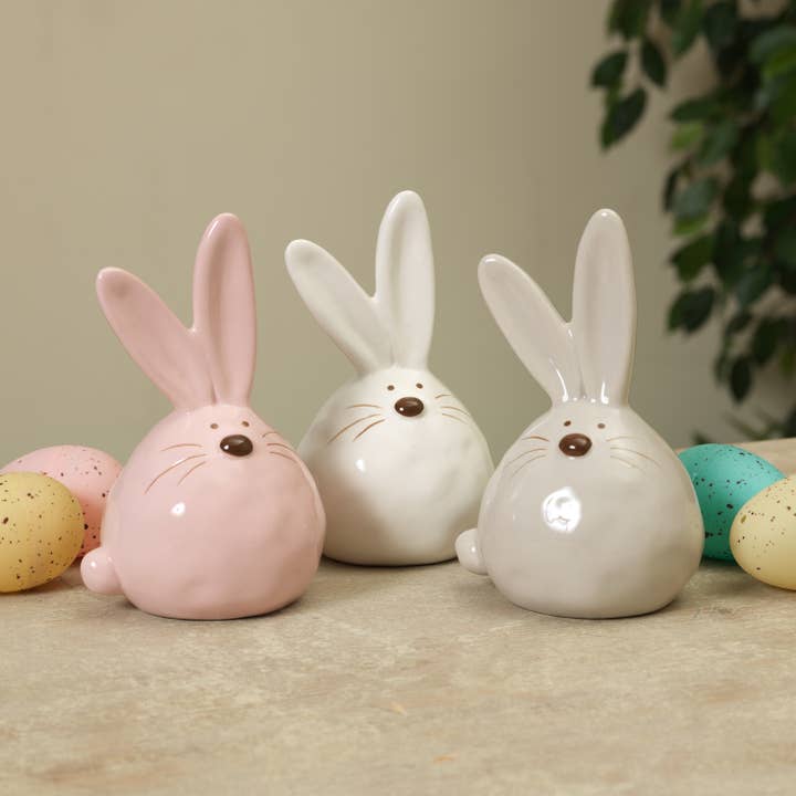 The Gerson Companies - Wholesale Decorative Tabletop Object - Gerson 5.43"H Dolomite Easter Bunny Head Figurine, 3 Asst