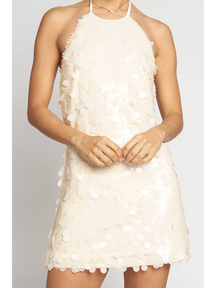 Sans Souci - Wholesale Dress - Women's - UNEVEN SEQUINS HALTER MINI DRESS7