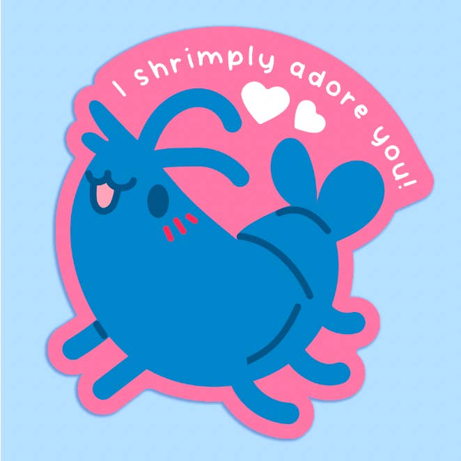 Shrimply Adore You Sticker for wholesale by Fiveboos Inc