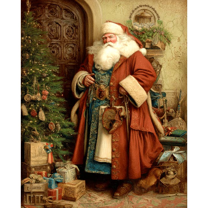 Mowbi - Wholesale Christmas Wall Art - Old World Style Santa Claus Christmas Art Print - 8"x10" Artwork for 12"x14" Frame0