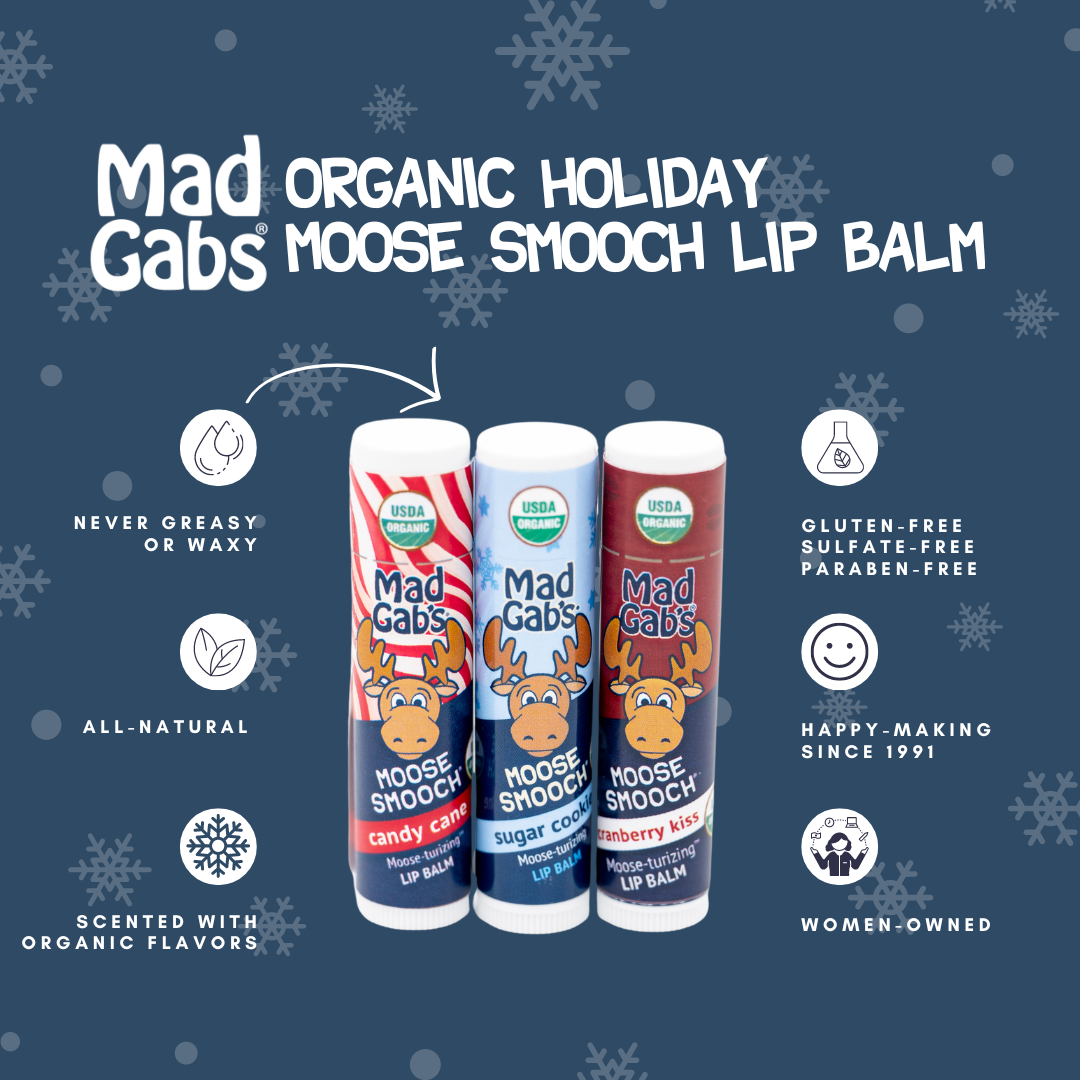 Mad Gab's - Wholesale Lip Balm - NEW ASSORTMENT 3PK Organic Holiday Moose Smooch Lip Balm Peg2