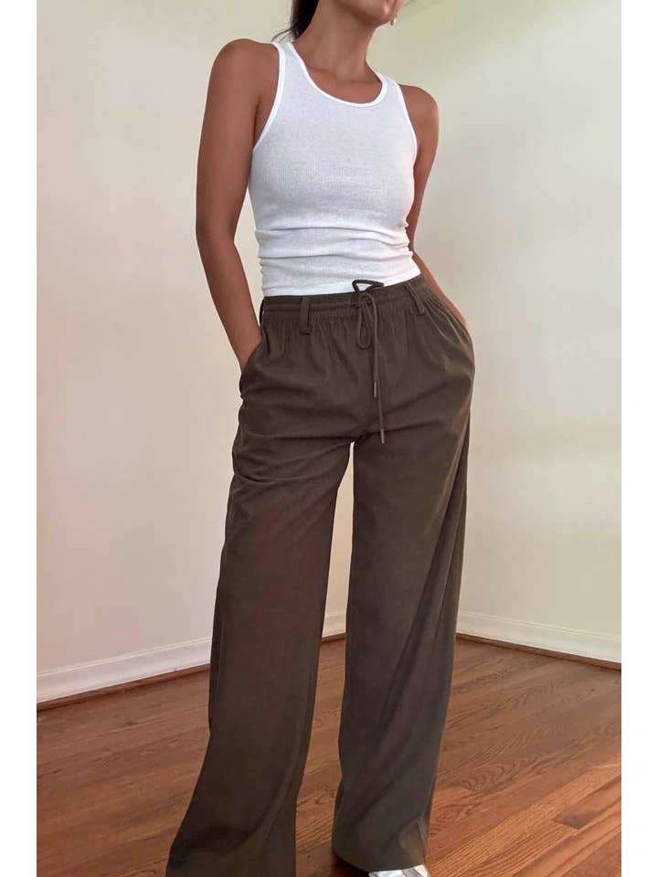 Salty - Wholesale Pants - Women's - CORD DRAWSTRING WIDE PANTS7