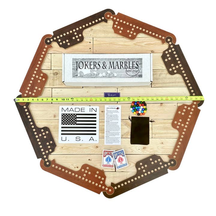 Rustic and Refined Design - Wholesale Board Game - Jokers and Marbles - Board game - 2-8 players - Handmade