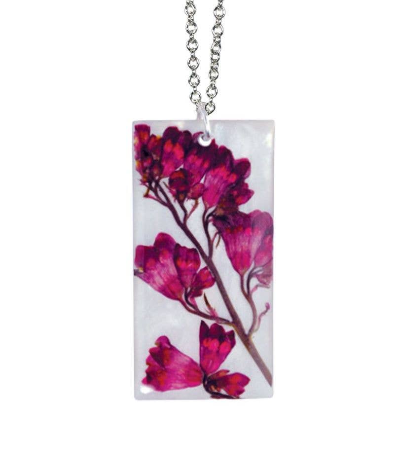 Shari Dixon - Wholesale Pendant/Charm Necklace - Coral Bell On Shell Large Rectangle Necklace0