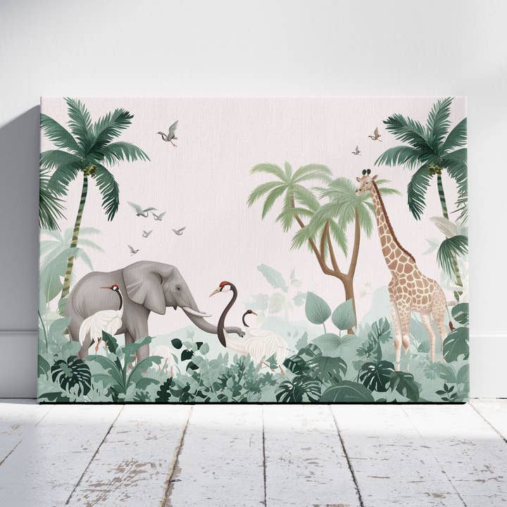 Amigos Animais da Selva no Paraíso - Impressão em Tela com Moldura por atacado de House Prints