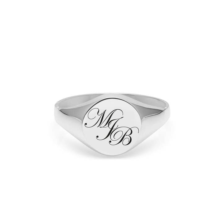 Triple Initial Edwardian Signet Ring - Silver for wholesale by Myia Bonner