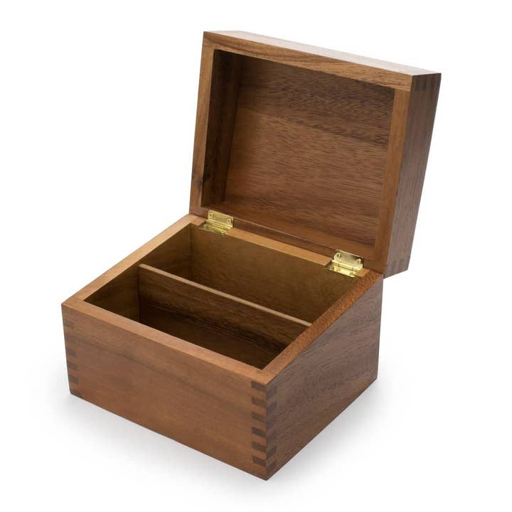 Fox Run Brands - Wholesale Recipe box - Ironwood Recipe Box, 2 Compartment, Acacia, 7"x 6"x 5.5"6