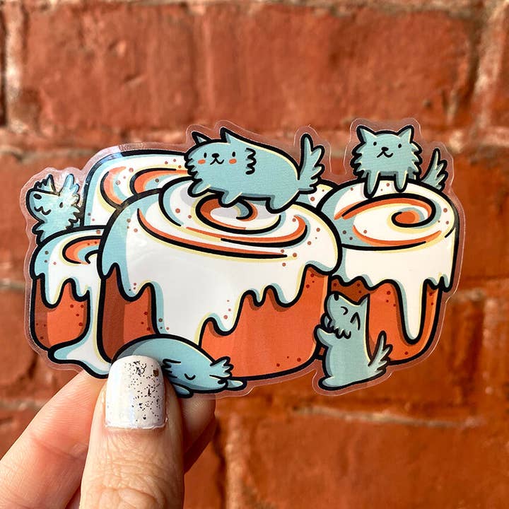 *Clear* Cinnamon Roll Dogs Vinyl Sticker for wholesale by Shop Emily M