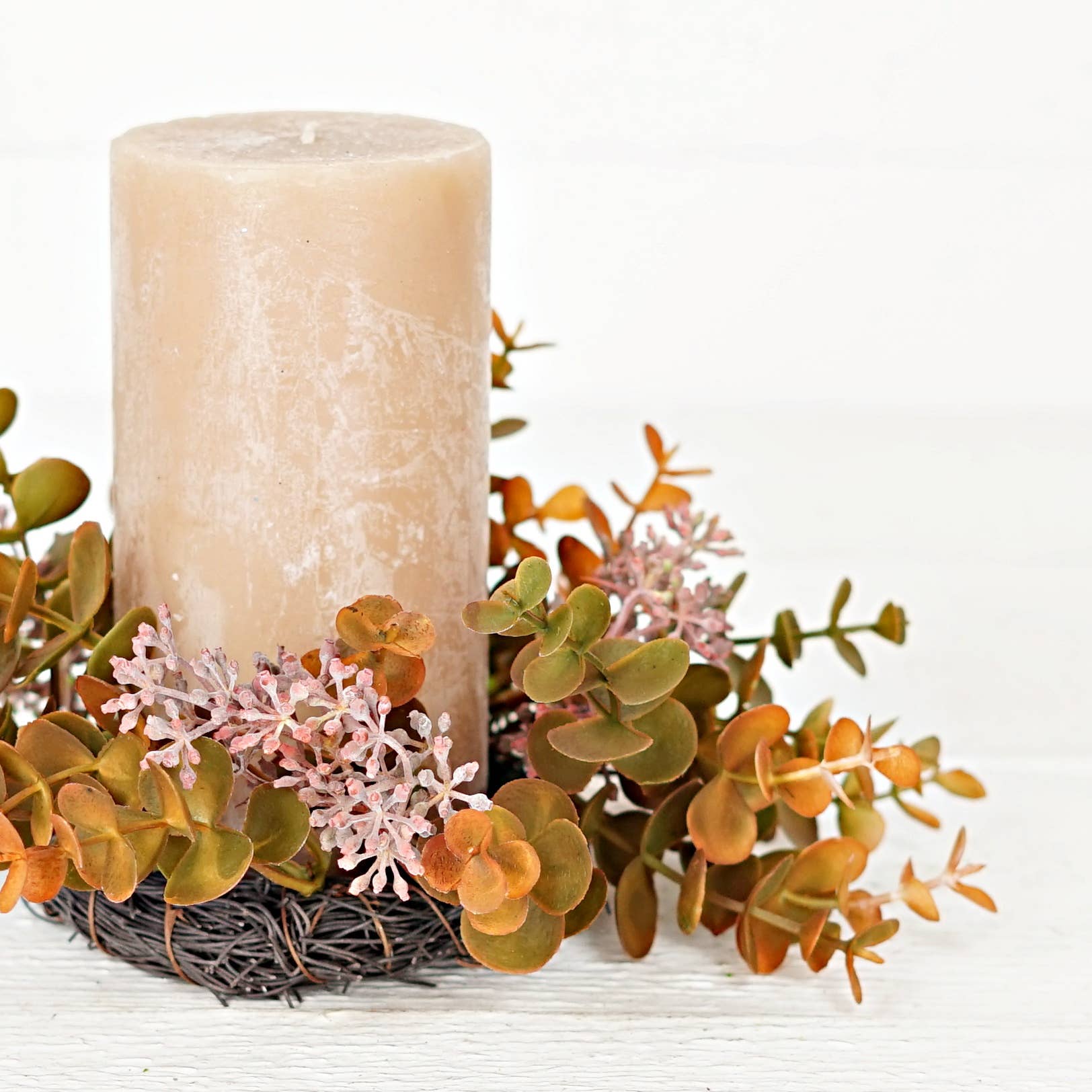 Holiday Depot Inc. - Wholesale Wreath - 530103- 10" (3.5) twig wreath- Fall mix seeded eucalyptus3