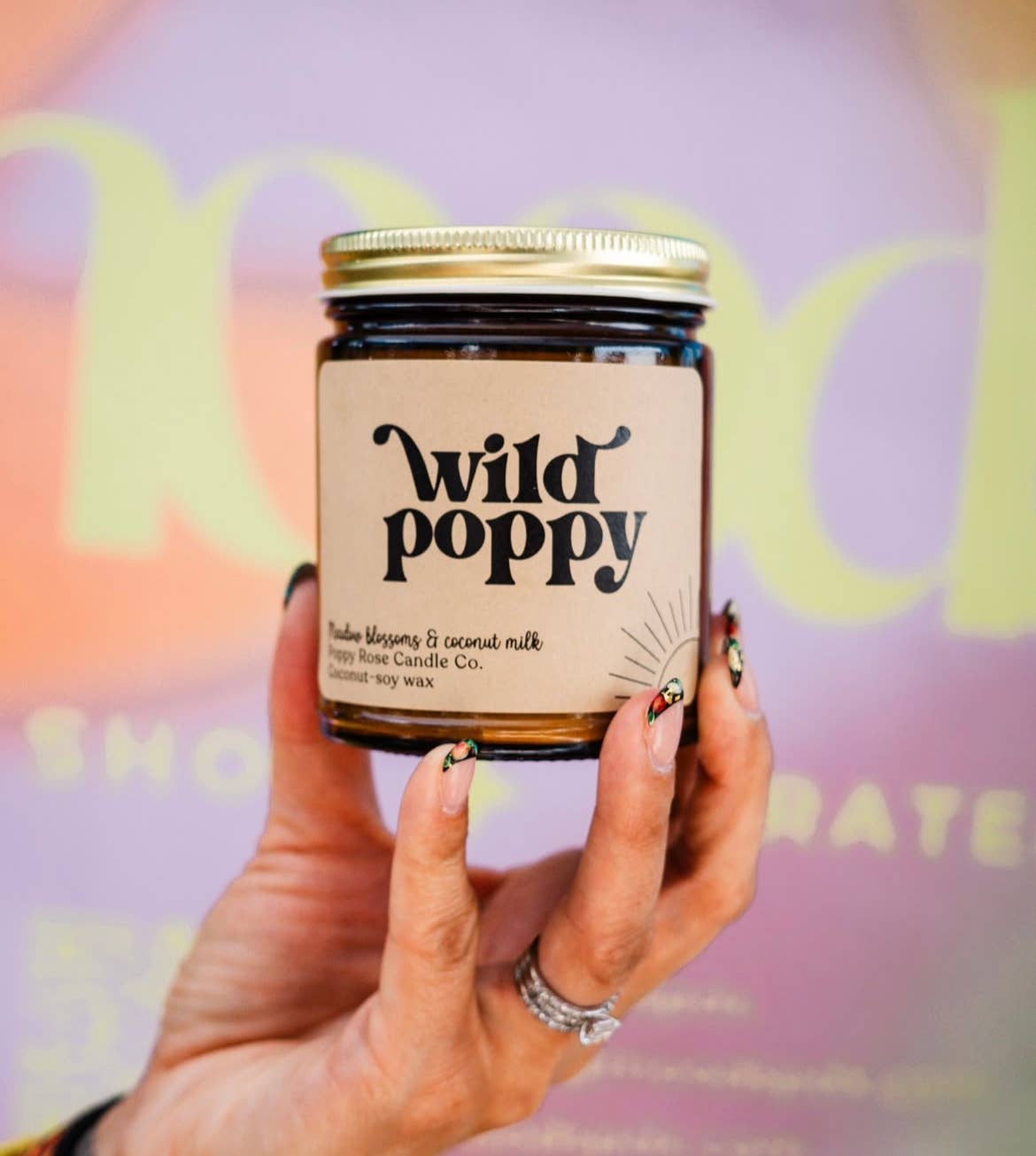 Poppy Rose Candle Co. - Wholesale Jar/Filled Candle - Wild Poppy 8 oz coconut wax amber jar candle
