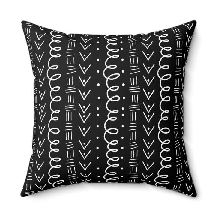Black and White Scribbles Pattern Throw Pillow with Cover for wholesale by Sarah Cochran Artist