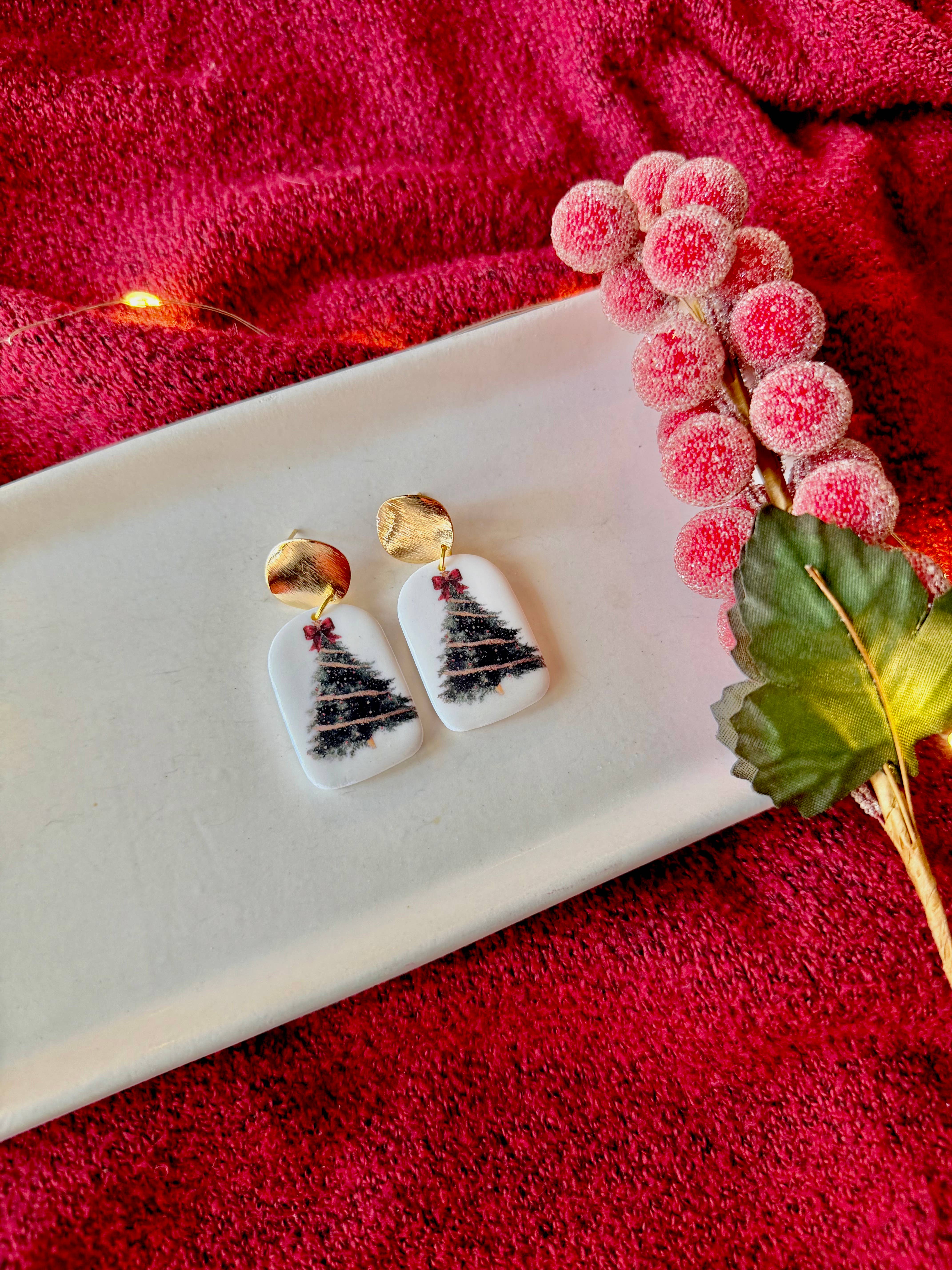 SeizeTheClayJewelry - Vendita all'ingrosso Orecchini pendenti - Orecchini pendenti ad albero, orecchini ad albero di Natale1