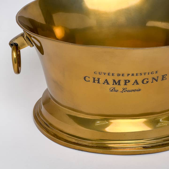 India Handicrafts Inc - Wholesale Decorative Tabletop Object - Antique Brass Champagne Bucket with Ring Handles, 2