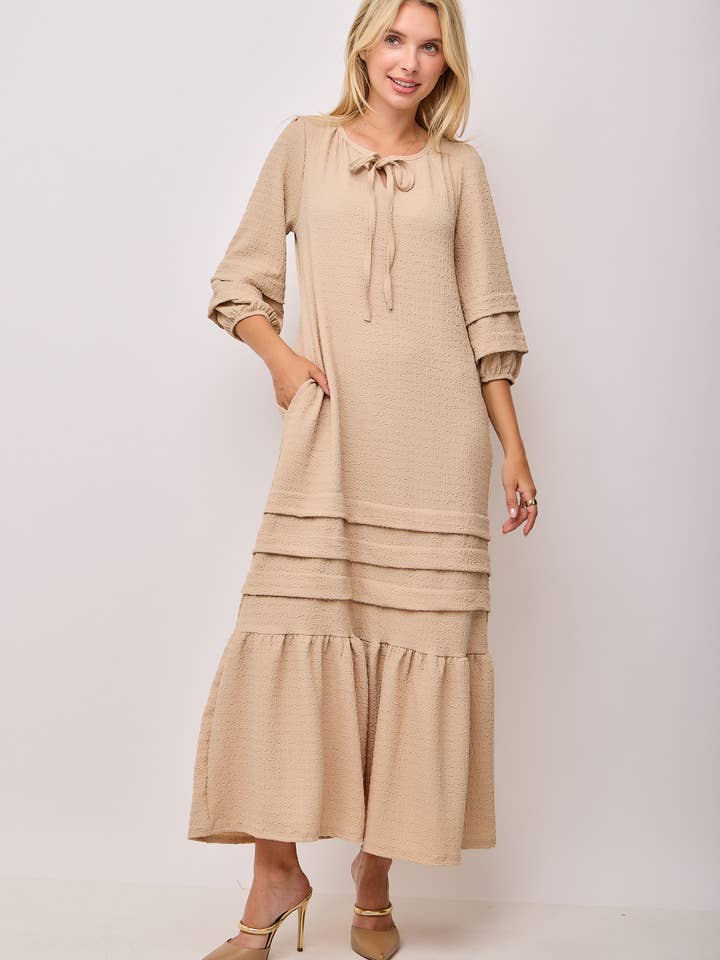 Celeste Clothing - Wholesale Dress - Women's - WOMEN'S MODEST TEXTURED RUFFLE DRESS WITH SIDE POCKETS0